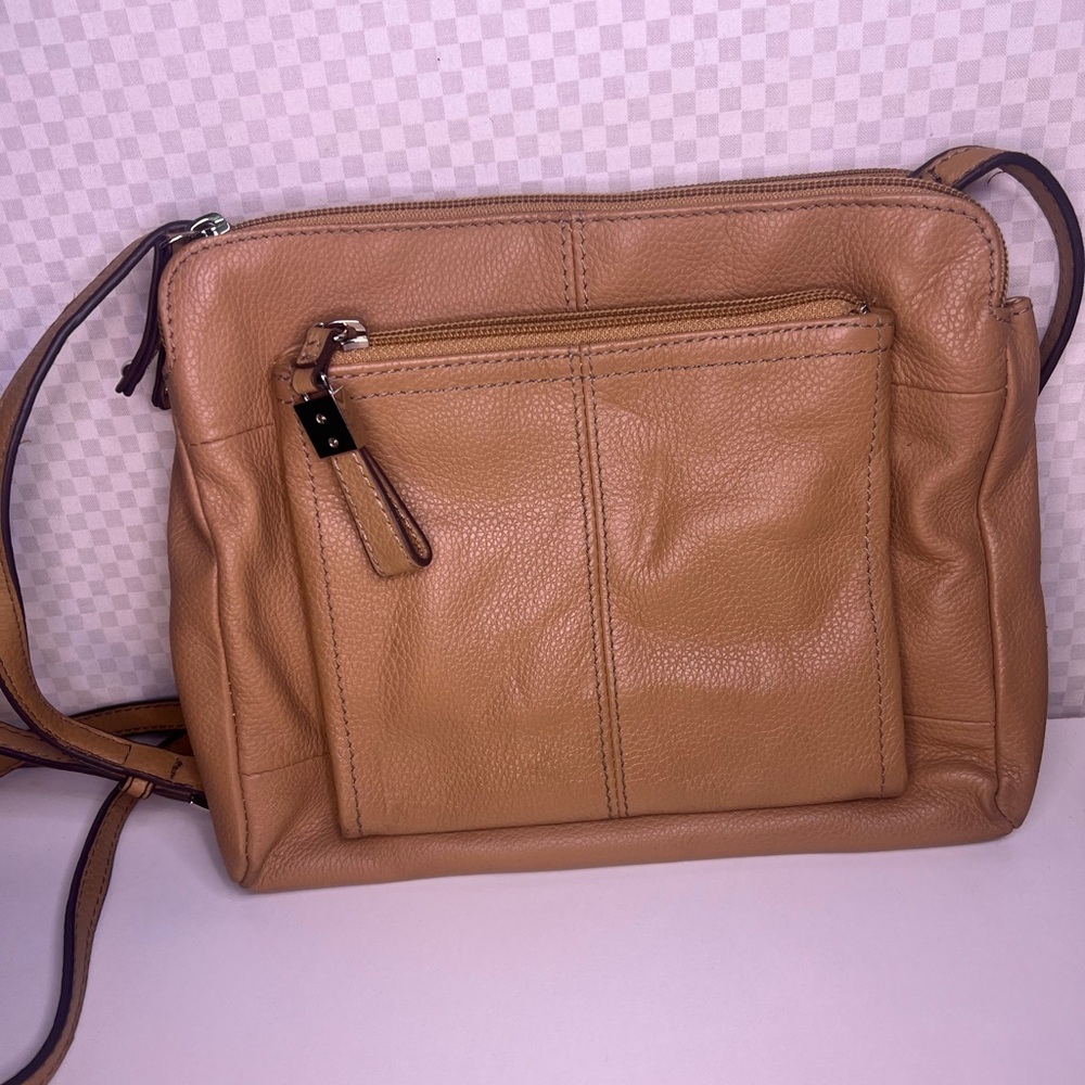 Tignanello Leather Crossbody‎ Messenger Bag/Purse 3 compartments/pockets